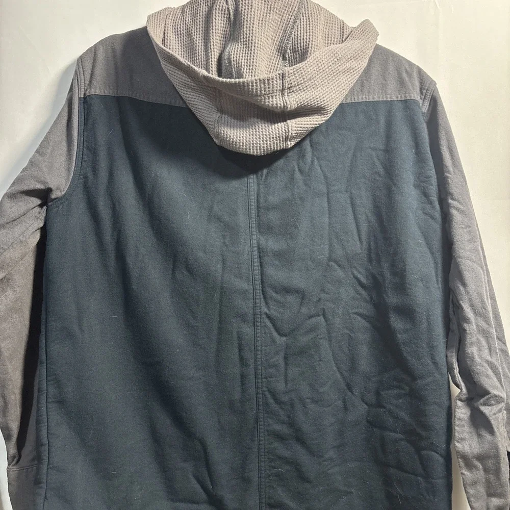 Men's Large Cabela's Blue Gray fleece-lined shirt jacket with Hood And Pockets - Picture 5 of 12